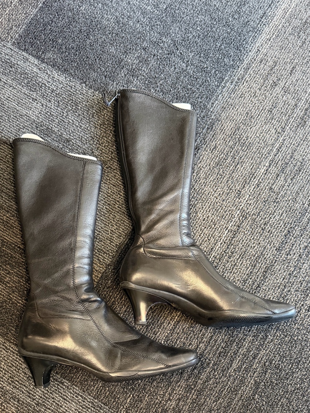 Vintage Prada Knee High Leather Kitten Heel Boots Size 38 Y2K